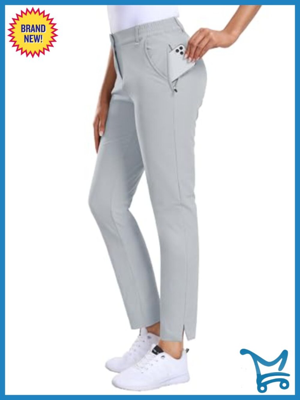 Women's Golf Pants 5 Pockets Elastic Waist Ankle Length